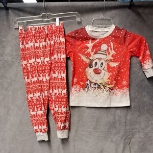 Festive Red Reindeer Kids Pajamas